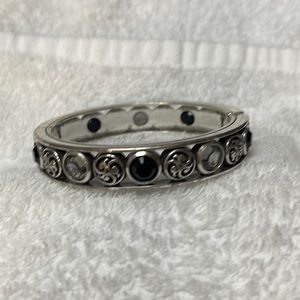 Women’s Brighton Silver Bangle Bracelet W/Clear And Black Stones